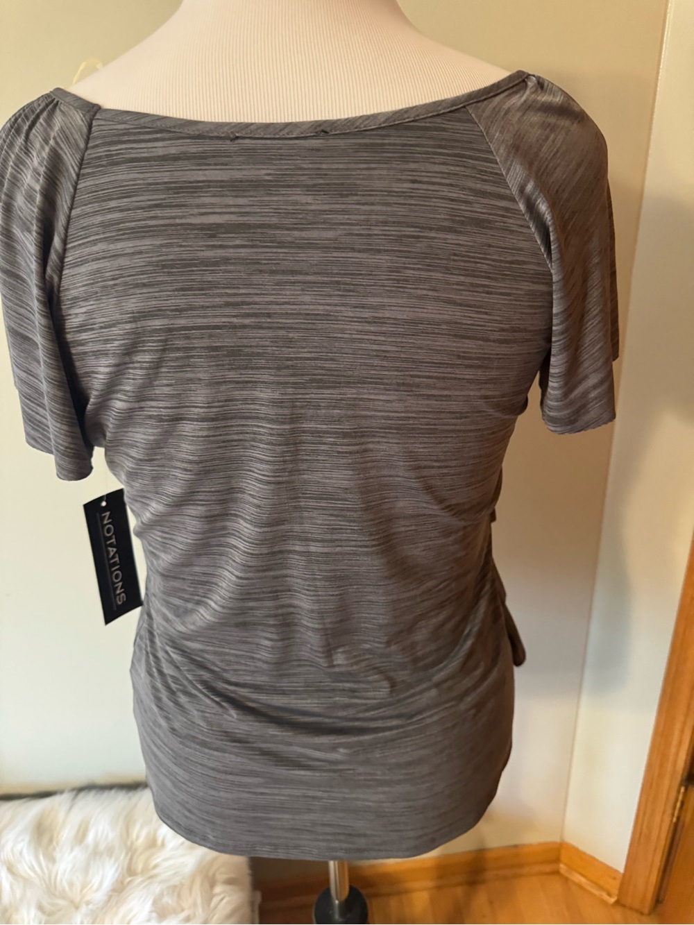 Notations Gray Layered Ruffle Short-Sleeve Top - Picture 4 of 6